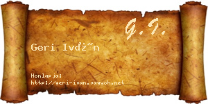 Geri Iván névjegykártya