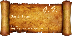 Geri Iván névjegykártya